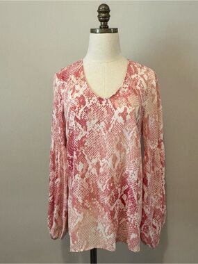 CAbi Pink Snake-Print V-Neck Tunic